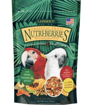 Lauber's Tropical Fruit Nutri-Berries for Macaws & Cockatoos 10oz for parrots.